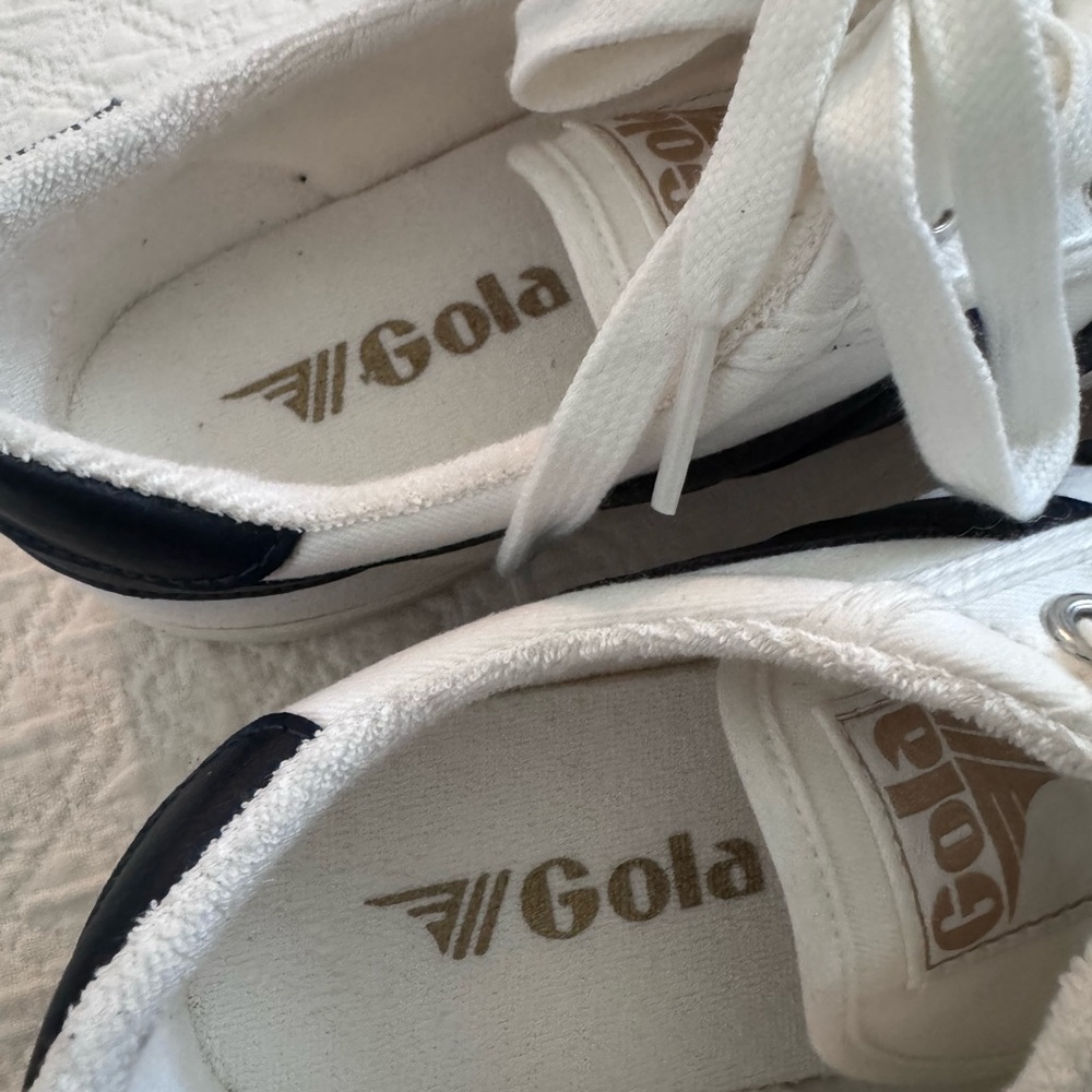 Gola Classic White and Navy Lace-Up Sneakers - Picture 3 of 6